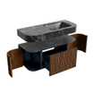 MONDIAZ THOR-DLUX Meuble de salle de bains 110cm arrondi gauche + droite couleur Walnut avec 1 tiroir et 2 portes. Vasque suspendue CLOUD Droite 1 trou de robinet couleur Lava. SW1462763