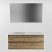 Mondiaz Aivy ensemble de meuble de salle de bains - 120x45x50cm - 0 trous de robinet - 1 vasque talc Solid surface - Gauche - 2 tiroirs - Avec miroir - Mélamine Chai SW892341