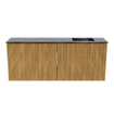 Mondiaz JOYA-DLUX 100cm meuble de salle de bains - couleur Oak - Vasque FAYE position Droite 1 trou de robinet couleur Lava. SW1422059