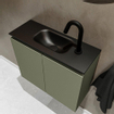 Mondiaz TURE Meuble lave-mains 60x23x50cm 1 trou de robinet 2 portes Army mat Lavabo Eden Centre Solid Surface Noir SW475361