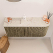 Mondiaz JOYA-DLUX 91.6cm meuble de salle de bains - arrondi droit couleur Dusk - Vasque FAYE position Gauche 1 trou de robinet couleur Frappe. SW1423128