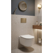 QeramiQ Dely Swirl Ensemble WC- 36.3x51.7cm - Fond creux - Sans bride - Réservoir encastré Geberit UP320 - Abattant de 35mm d'épaisseur - Plaque de commande en laiton brossé - Boutons ronds - Blanc mat SW1138642