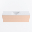 Mondiaz VICA Ensemble de meuble de salle de bain - 150cm - meuble sous-vasque rosee - 2 tiroirs - lavabo cloud milieu - 1 trou de robinet - version haute de 60cm - talc SW1083388