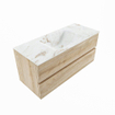 MONDIAZ VICA-DLUX Ensemble meuble de salle de bains - 110cm - meuble bas Washed oak - 2 tiroirs - lavabo encastré cloud central - 1 trou de robinet - version haute 60cm - frape SW1088793