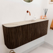 Mondiaz JOYA-DLUX 113.2cm toiletmeubel - ronding links en rechts kleur Walnut - Wastafel FAYE positie Midden Zonder kraangat kleur Frappe. SW1422355
