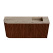 Mondiaz JOYA-DLUX Meuble de toilette 91,6cm - arrondi gauche couleur Ruby - Vasque FAYE position droite Sans trou de robinet couleur Arena SW1425308