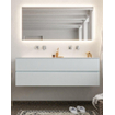 Mondiaz VICA ensemble de meuble de salle de bain - 150cm - meuble sous-vasque argile - 2 tiroirs - lavabo nuage double - sans trou de robinet - miroir LED - version XL 60cm de haut SW1097956