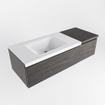 MONDIAZ BUKLA 120cm ensemble de meuble avec module 40 couleur Marron Foncé avec 2 tiroirs. Lavabo CLOUD à gauche 0 trous de robinet couleur Talc. SW1382013