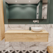 MONDIAZ LUSH Ensemble de meuble salle de bain - 150cm - 1 tiroir - lavabo BARCO - vasque à droite - 0 trous de robinet - chêne blanchi SW409610