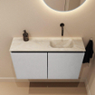 MONDIAZ TURE-DLUX 80cm meuble WC Plata. EDEN lavabo Ostra position droite. Sans trou de robinet. SW1105010
