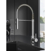 Hotbath Fellow Mitigeur de cuisine avec bec pivotant et douchette extractible flexible nickel brossé SW74100