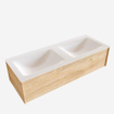 MONDIAZ LUSH Ensemble de meuble salle de bain - 120cm - 1 tiroir - lavabo cloud - 2 vasques - 2 trous de robinet - chêne blanchi SW409337