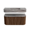 MONDIAZ THOR-DLUX 100cm badmeubel ronding links + rechts kleur Walnut met 1 lade en 2 deuren. Vrijhangende wastafel CLOUD Midden 1 kraangat kleur Sombra. SW1467616