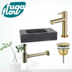 FugaFlow Eccelente Arredo fonteinset - 40x22x9cm - 1 kraangat - natuursteen - fonteinkraan messing geborsteld - zwart - SW1125306
