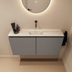 MONDIAZ TURE-DLUX Meuble toilette - 100cm - Smoke - EDEN - vasque Ostra - position centrale - sans trou de robinet SW1105106