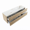 MONDIAZ VICA-DLUX Ensemble meuble de salle de bains - 150cm - meuble bas chêne blanchi - 2 tiroirs - vasque encastrée cloud à droite - 1 trou de robinet - version haute 60cm - frappe SW1088798