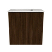Mondiaz JOYA-DLUX 40cm toiletmeubel - kleur Walnut - Wastafel FAYE positie Links Zonder kraangat kleur Glace. SW1422336