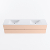 Mondiaz Vica ensemble de meuble de salle de bain - 190cm - meuble sous lavabo rosee - 4 tiroirs - lavabo cloud double - 2 trous de robinet - version haute de 60cm - talc SW1083354
