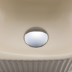 QeramiQ Fuente Ensemble de Lavabo - 40x21.5x12cm - strié - demi-rond - sans trou pour robinet - céramique - ensemble de robinet chrome - bouchon de vidange - siphon réduit - beige SW1233081