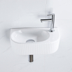 QeramiQ Blend Ensemble lave-mains - 40x21.5x12cm - droite - cannelé - demi-rond - 1 trou de robinet - céramique - robinet de lavabo chromé - bonde - siphon abaissé - blanc brillant SW1232875