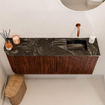 Mondiaz JOYA-DLUX 101.6cm toiletmeubel - ronding links kleur Ruby - Wastafel FAYE positie Rechts Zonder kraangat kleur Lava. SW1423669