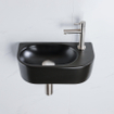 Fugaflow Efficiente Pietra Ensemble lave-mains - 40x21.5x12cm - droit - lisse - semi-circulaire - 1 trou de robinet - céramique - robinet lave-mains inox brossé - bonde - siphon abaissé - noir mat SW1442370