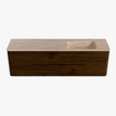 Mondiaz CIRO-DLUX Badkamermeubelset - 170x45x50cm - Solid surface wastafel Saba - 1 wasbak Rechts - 1 kraangat - 4 lades - Walnut SW1530737