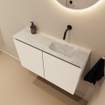 MONDIAZ TURE-DLUX Meuble WC 80 cm Talc. EDEN vasque Opalo position droite. Sans trou de robinet. SW1104102
