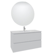 Adema Chaci Meuble salle de bain - 100x46x57cm - 1 vasque en céramique blanche - 1 trou de robinet - 2 tiroirs - miroir rond avec éclairage - blanc mat SW816284