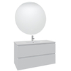 Saniclass Chaci Ensemble meuble de salle de bains - 100x46x55cm - lavabo en céramique blanc - 1 vasque - 1 trou de robinet - 2 tiroirs - miroir rond avec éclairage - blanc mat SW816284