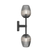 Astro Tacoma Twin Wandlamp/Plafondlamp - 230V - IP44 - ovaal - geribbeld - smoke glas - mat zwart SW1569683