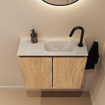 MONDIAZ TURE-DLUX 60cm toiletmeubel Washed Oak. EDEN wastafel Opalo positie rechts. Met 1 kraangat. SW1104612