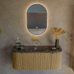Ensemble de meuble de salle de bain Mondiaz KURVE-DLUX - 110x46x40cm - 1 tiroir - 2 portes - lavabo en solid surface - milieu - sans trou de robinet - Dusk SW1415231