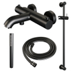 Robinet de baignoire Brauer Black Edition à poser - ensemble de douche - 2 fonctions - 2 boutons lisses - douchette à main 1 jet - noir mat SW1164671