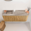 Mondiaz JOYA-DLUX 91.6cm toiletmeubel - ronding rechts kleur Oak - Wastafel FAYE positie Links 1 kraangat kleur Oza. SW1424119