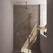 Brauer Gold Edition Ensemble de douche pluie encastré - pomme de douche 20cm - bras de plafond 20cm - 2 fonctions - barre de douche - inclus partie encastrée - douchette barre 1 jet - PVD - or brossé SW547699