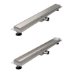 Brauer Caniveau de douche - 70x7x6.7cm - flasque de sol peu profonde - sortie latérale - grille de carrelage réversible - inox SW110915