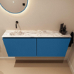 MONDIAZ TURE-DLUX Meuble toilette - 120cm - Jeans - EDEN - vasque Glace - position gauche - sans trou de robinet SW1103338