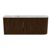 Mondiaz JOYA-DLUX Meuble de salle de bains 101.6cm - arrondi droit couleur Noyer - Vasque FAYE position Gauche 1 trou de robinet couleur Glace. SW1422391