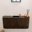 Mondiaz JOYA-DLUX 93.2cm toiletmeubel - ronding links en rechts kleur Walnut - Wastafel FAYE positie Midden 1 kraangat kleur Lava. SW1422495