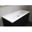 Basic Bella Meuble salle de bains avec lavabo acrylique Blanc avec miroir 100x55x46cm sans trous de robinet Noir mat SW491880