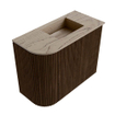 Mondiaz JOYA-DLUX Meuble de toilette - 51,6cm - arrondi gauche couleur Noyer - Lavabo FAYE position Droite 1 trou de robinet couleur Arena SW1424345