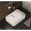Ideavit Solidthin Lavabo à poser 50x35x12.5cm rectangulaire sans trou pour robinetterie 1 vasque Solid surface blanc SW85910