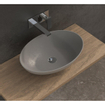 Ideavit Solidthin lavabo à poser 60x40x14.5cm ovale 0 trous de robinet 1 cuve Solid surface gris clair SW85908