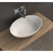 Ideavit Solidthin Lavabo à poser 60x40x14.5cm ovale sans trou pour robinetterie 1 vasque Solid surface blanc SW85907