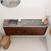 Mondiaz JOYA-DLUX 111.6cm toiletmeubel - ronding rechts kleur Ruby - Wastafel FAYE positie Links 1 kraangat kleur Sombra. SW1425697