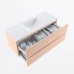 MONDIAZ VICA Ensemble meuble de salle de bains - 120cm - meuble bas rosee - 2 tiroirs - lavabo cloud centré - sans trous de robinet - version haute 60cm - talc SW1083322