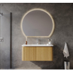 Royal Plaza Terra Badkamermeubelset - 100x47x46cm - keramische wastafel wit glans - 1 wasbak - 1 kraangat - 2 lades - sandwood (licht eiken) SW1441227