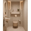 QeramiQ Dely Swirl Ensemble de toilettes - réservoir encastré Qeramiq Flush - abattant 35mm - plaque de commande beige en plastique - boutons rectangulaires - beige SW1578349