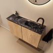 MONDIAZ TURE-DLUX 80cm toiletmeubel Washed Oak. EDEN wastafel Lava positie rechts. Met 1 kraangat. SW1104091